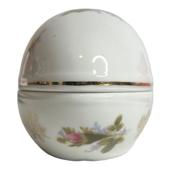 Hand Painted Lefton Floral Roses Gold Trim Easter Egg Trinket‎ Box 2209 - Picture 7 of 11